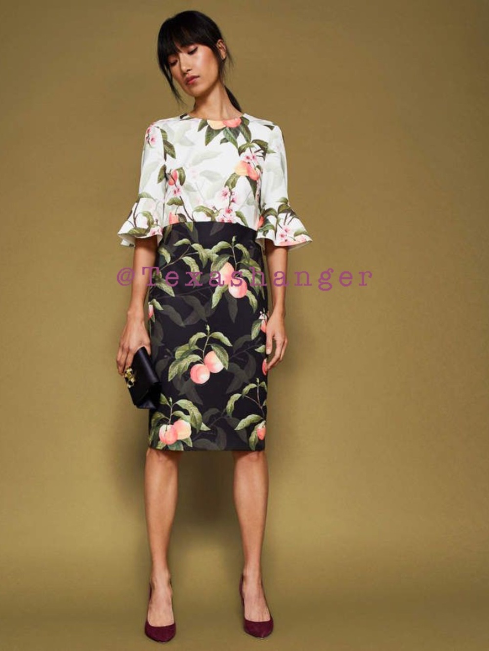 Ted Baker NWT Areea Midi Dress Size 8 Peach Blossom Print - Picture 6 of 16